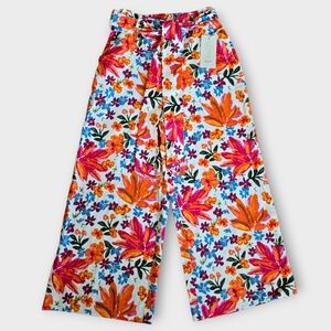 Joie Wide Leg Crop Pants Linen-Blend Beaded Belt. Size: 2